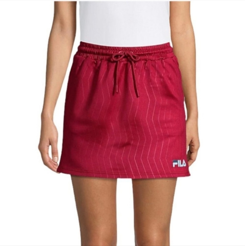 Fila Red Ribbed Skirt with Tie Front